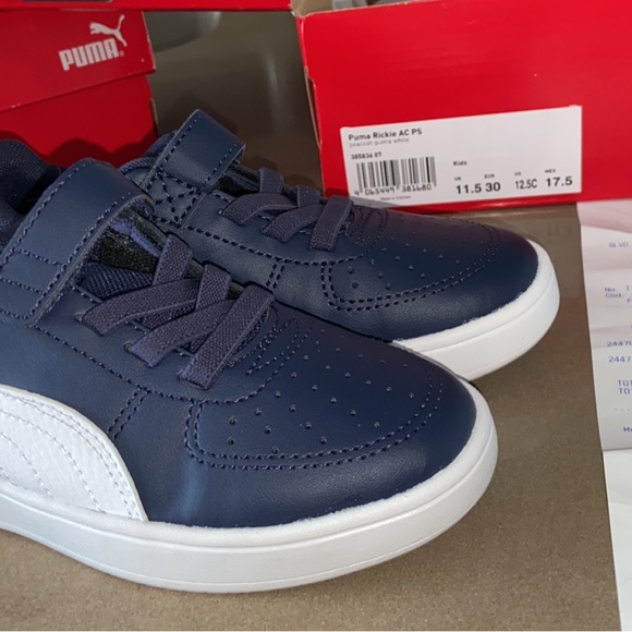 Kids (12.5) Blue Puma Rickie Tennis Shoe - Picture 3 of 5